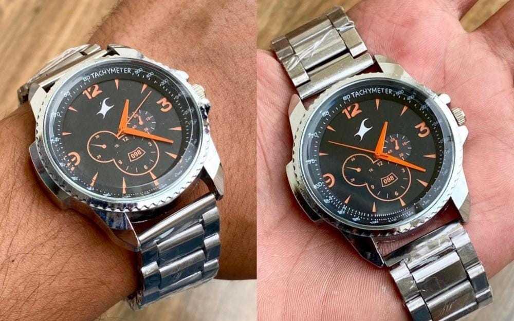 FASTRACK Steel Chain and Heavy Glass Watch with Black Box (Model 2)