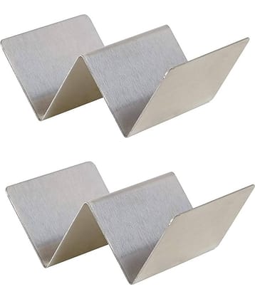 Dynore - 1/2 Taco Holder Silver Serving Tray ( Set of 2 )