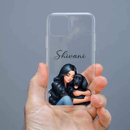 Personalized Cute Girl Transparent Silicon Case Customised with Name for Oppo, Vivo, Redmi, Realme, Poco, Mi, OnePlus, Samsung, iPhone, and More - design 42