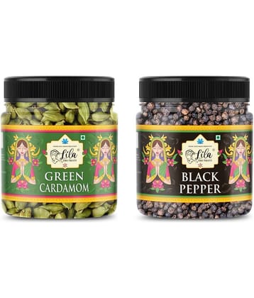 LILA DRY FRUITS Cardamom & Black Pepper Combo 200g Whole Green Elaichi & Kali Mirch