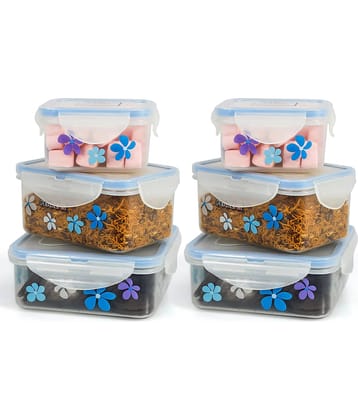 PearlPet - Blue Plastic Lunch Box ( Pack of 6 )