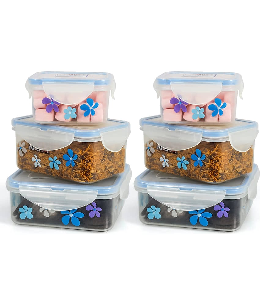 PearlPet - Blue Plastic Lunch Box ( Pack of 6 )