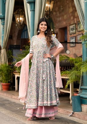 Blossom Blue Palazzo Set-M