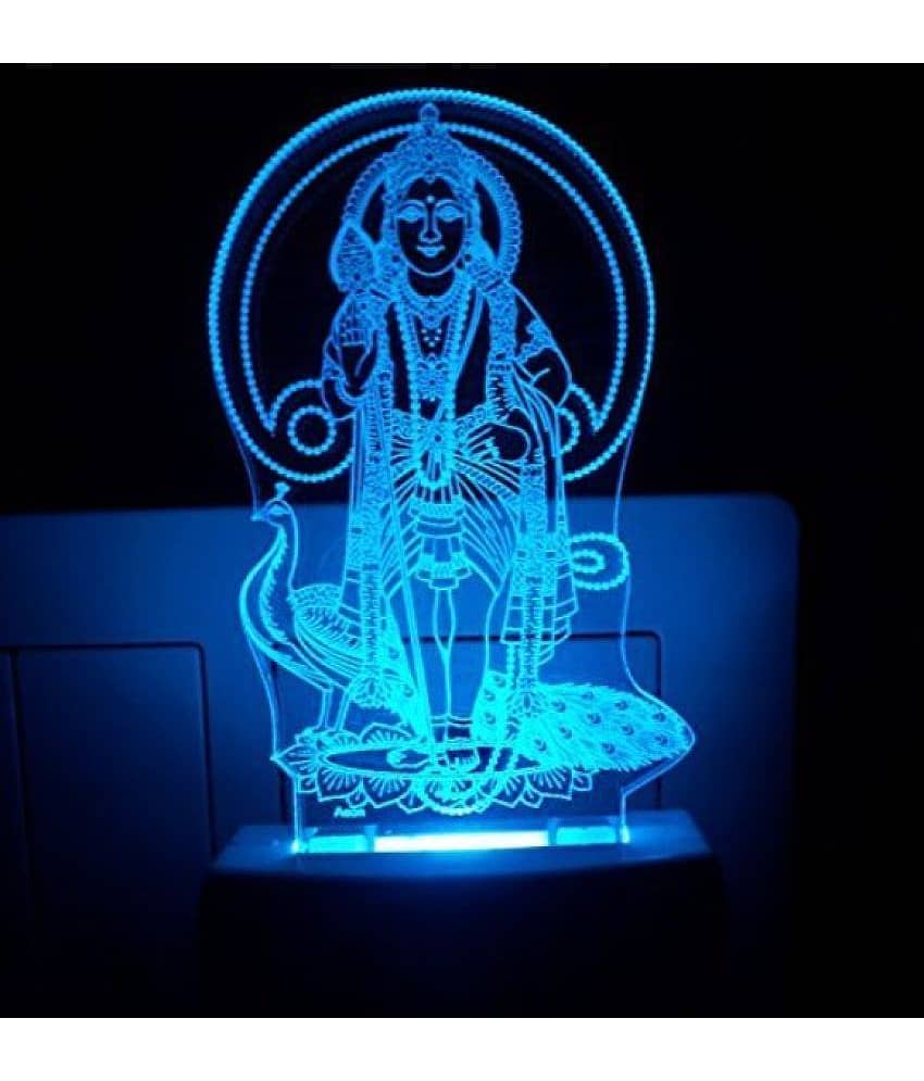 Ajanta Murugan Bhagwan Code: 2033 3D Night Lamp Blue - Pack of 1