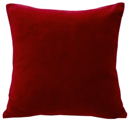 Solid Velvet Cushion Cover -Red-12 x 12 inches / Plain Cotton Backing