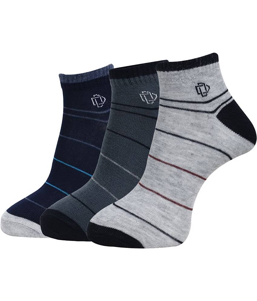 Dollar Cotton Blend Men's Striped Light Grey Ankle Length Socks ( Pack of 6 )