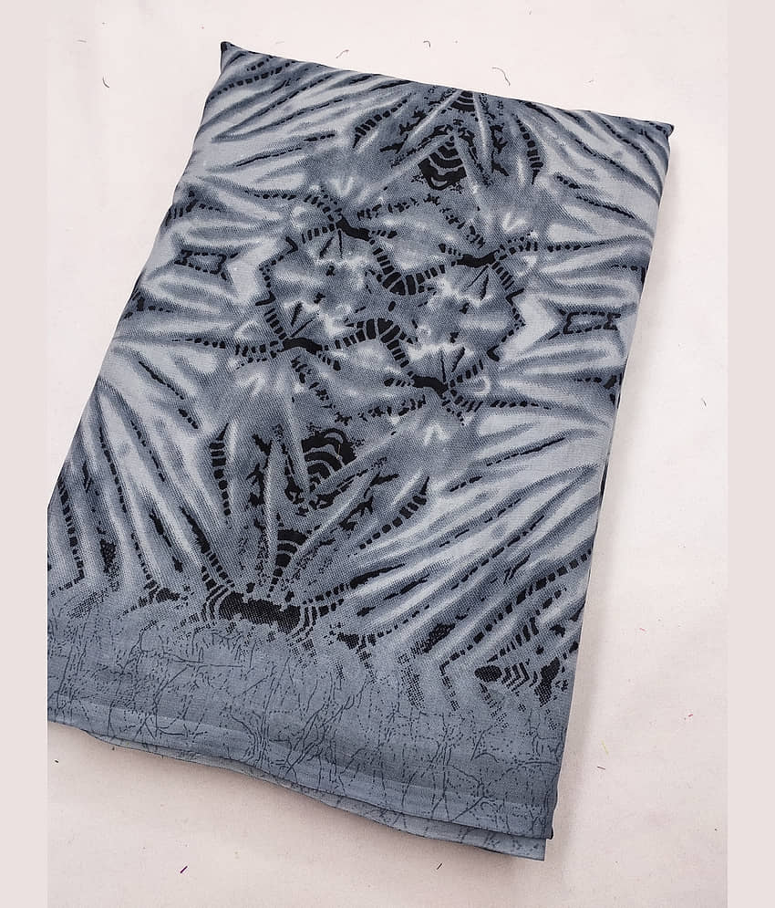 ANAND SAREES Georgette Printed Chanderi saree With Unstitched Blouse Piece ( Grey )