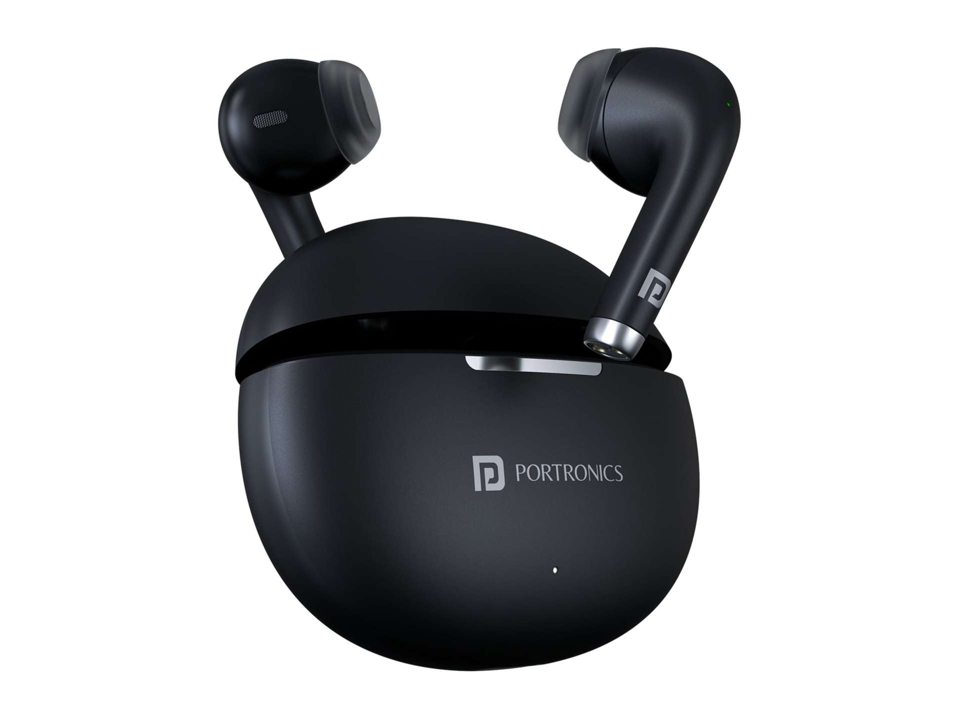 Portronics Harmonics Twins S19 Unique Earbuds Design, Game, Music Mode, Touch Control, Type C Fast Charging - Black