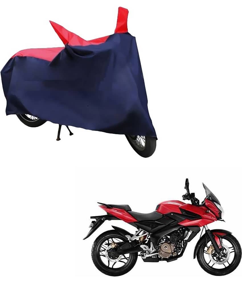 AutoRetail Dust Proof Two Wheeler Polyster Cover for Bajaj Pulsar AS 200 (Mirror Pocket, Red and Blue Color)