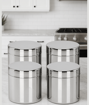 Visaxmi Stainless Steel Silver Multi-Purpose Container ( Set of 4 )