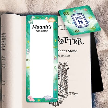 Dinoland Kids Bookmark-Green Watercolor