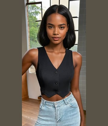 Aahwan Women's Polyester Crop Top ( Black )