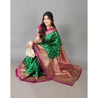 Green Colour Art Silk Printed Saree