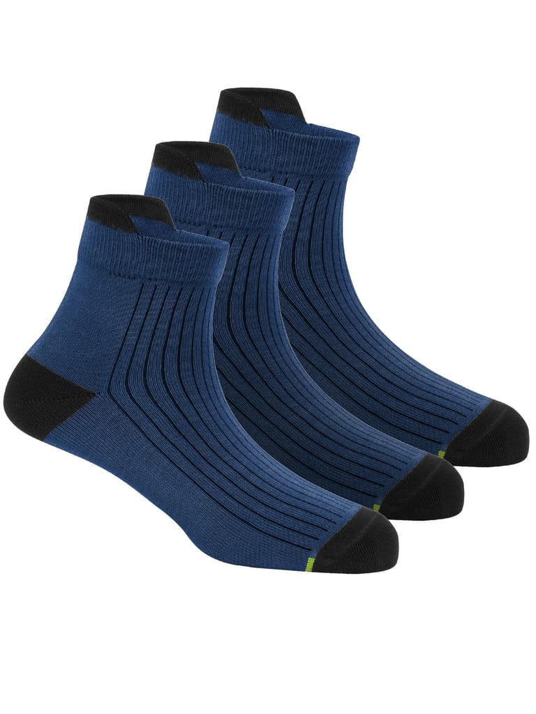 Freecultr Ankle Socks | Breathable Bamboo Fibre | Odour Resistant | Thermo Regulated | Moisture Wicking | Anti-Slip Y-Heel | Soft & Comfortable Set of 3 Navy - Socks | Buy online on ZillyBuy