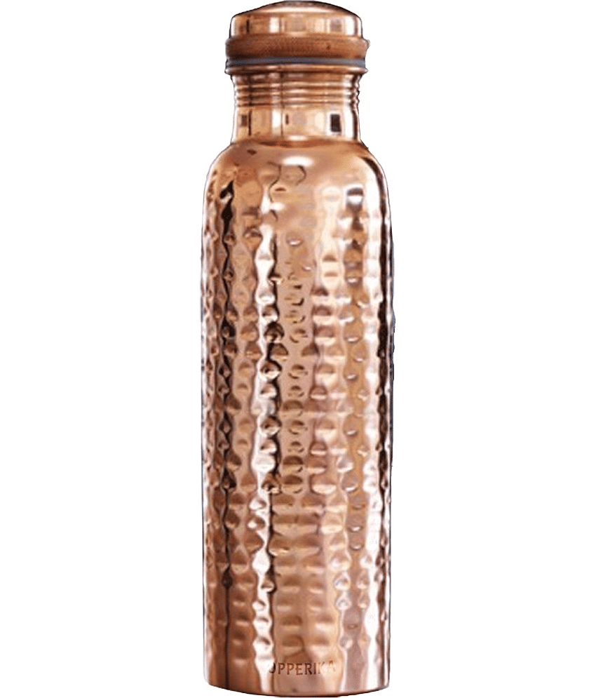 Copperika 100% Pure Hammered Copper Bottle Brown Copper Water Bottle 1000 mL ( Set of 1 )