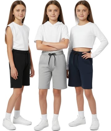 THE BLAZZE Pack of 3 Girls Cotton Blend Shorts ( Multicolor 1 )