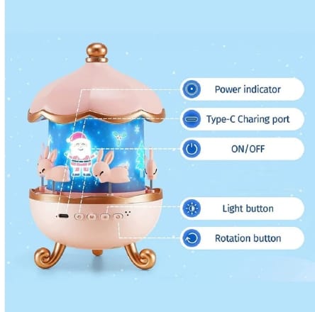 Bunnys Carousel Rotating LED Night Light