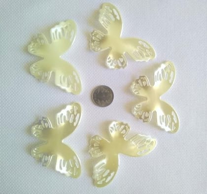 Big Butterfly pearl finish charms - a set of 5 pcs
