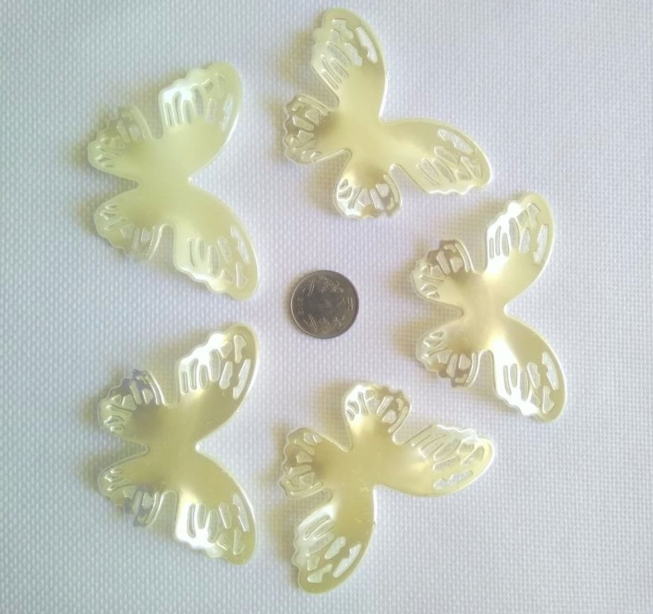 Big Butterfly pearl finish charms - a set of 5 pcs