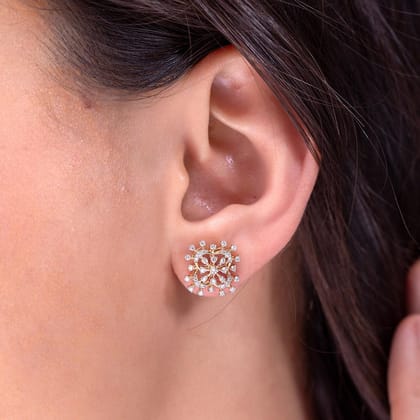Sandra Fancy Silver Moissanite Stud Earrings | 22KT Gold Vermeil-Yellow Gold