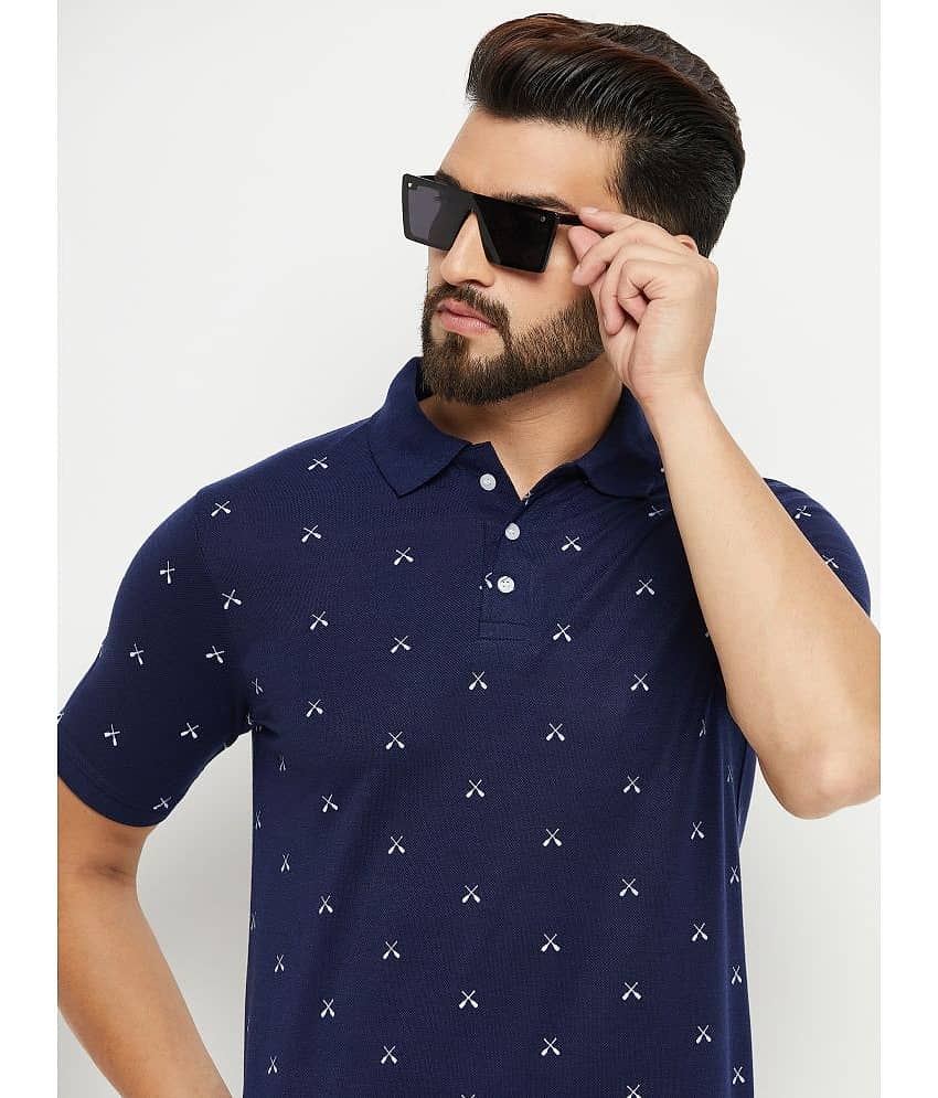ZEBULUN Cotton Blend Regular Fit Printed Half Sleeves Men's Polo T Shirt - Navy Blue ( Pack of 1 )