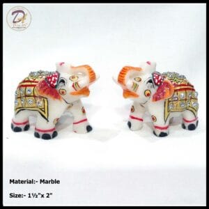 Marble Golden Elephant Pair Statue