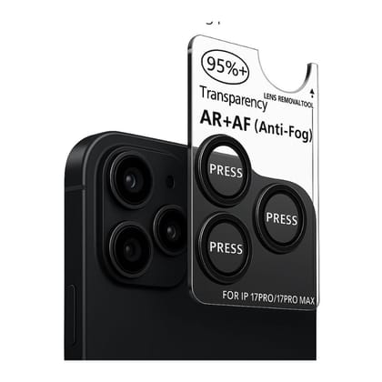 V3Deals Camera Lens Protector for iPhone 17 Pro & 17 Pro Max – 9H Tempered Glass, AR+AF Anti-Fog Coating, Crystal Clear 95% Transparency, Metal Frame (Black)