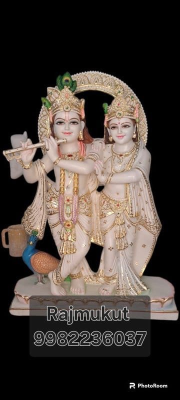 Handcrafted Marble Krishna and Radha Idols