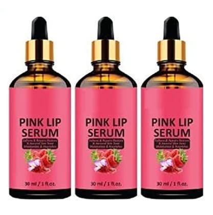 Elecsera Pink Lip Serum Oil For Glossy & Shiny Lips with Moisturizing Effect-Fruity Flavor- Men & Women Combo pack of 3 bottles of 30 ml(90 ml)