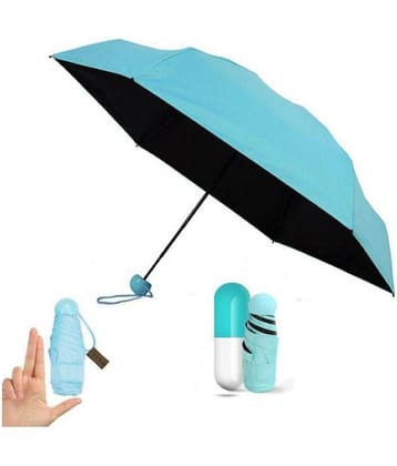Not Available Designer Ultra Mini UV Coated 4-Fold Travel Capsule Umbrella, (Best for Gifting Purpose and Best fit for Kids) 85 cm Sky Blue