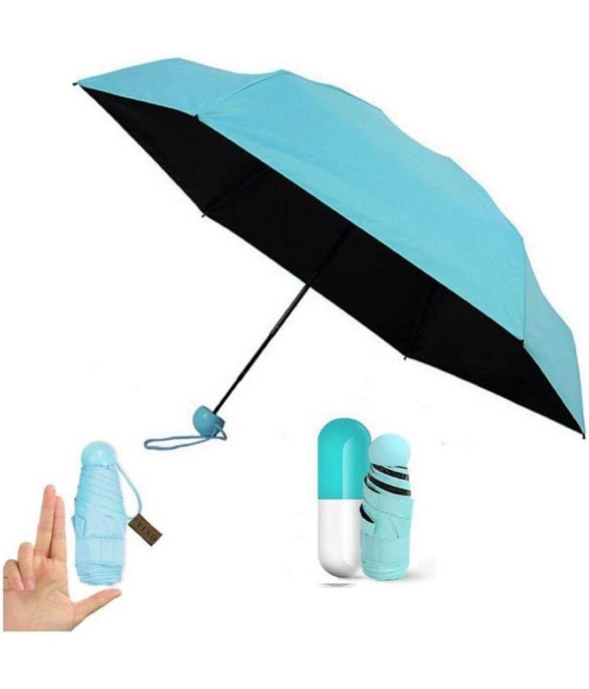 Not Available Designer Ultra Mini UV Coated 4-Fold Travel Capsule Umbrella, (Best for Gifting Purpose and Best fit for Kids) 85 cm Sky Blue
