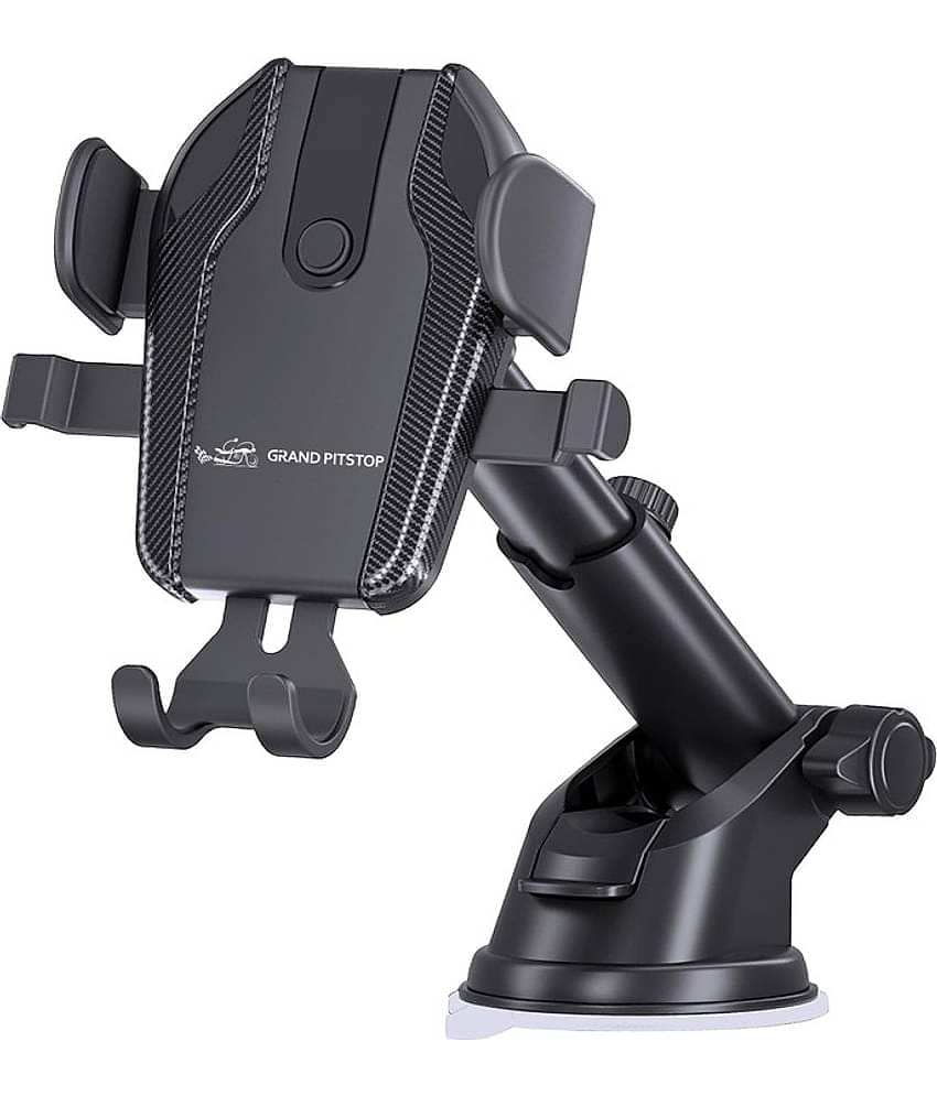 GRAND PITSTOP® Cool Grip C1 Car Windshield/Dashboard Mobile Holder - One Click Locking - Black