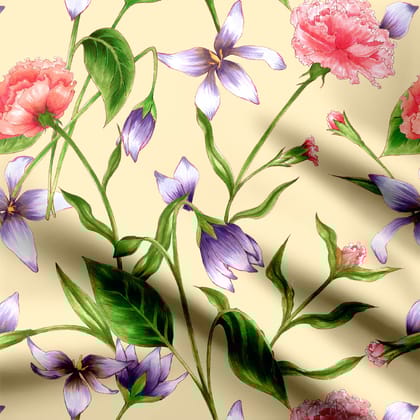 Violets & Carnations Peach-Cotton
