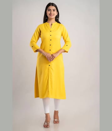 MAUKA - Yellow Rayon Women's Front Slit Kurti ( Pack of 1 )