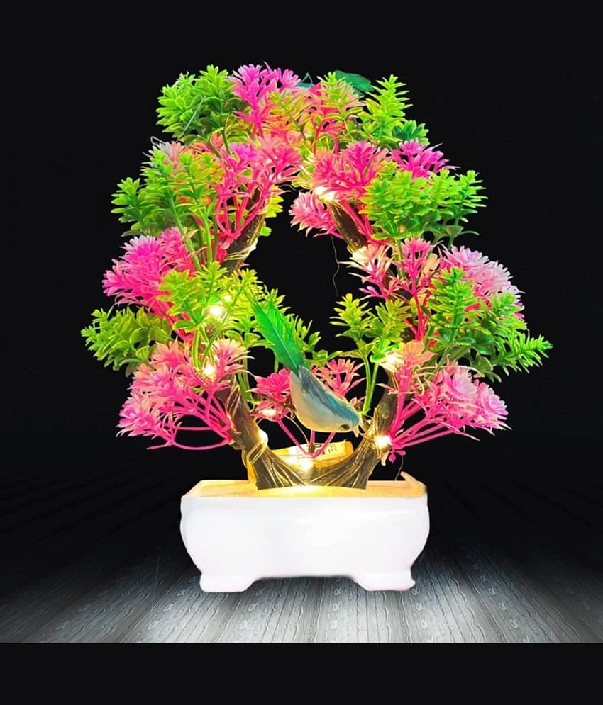 Modo® Artificial Plant with Sparrow & Light - Green & Pink (23.5)