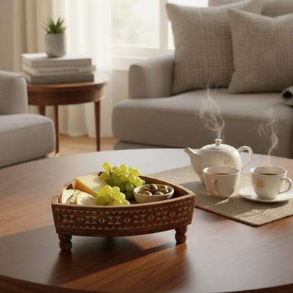 Wooden Carved Chakki Table | Antique Coffee Table for Home Decor