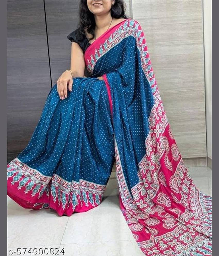JIHANA FAB Georgette Printed Banarasi saree With Unstitched Blouse Piece ( Multicolor )