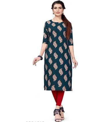 AK FASHION MALL Pack of 1 Crepe Printed Straight Women's Kurti - ( Multicolor )
