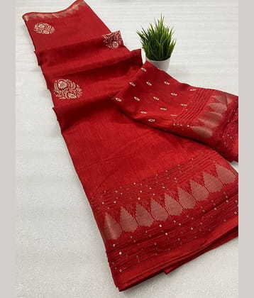 Bhuwal Fashion Art Silk Embellished Saree With Unstitched Blouse Piece ( Turquoise )