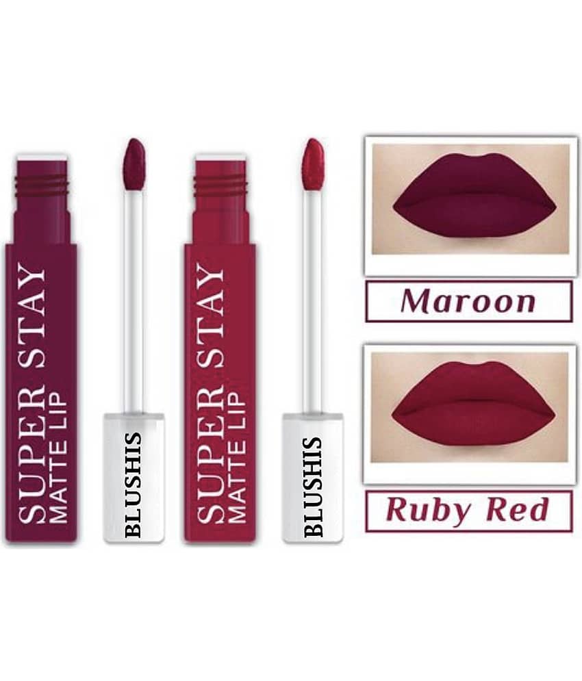 BLUSHIS Super Stay Multicolor Matte Lipstick, Packof 2 )