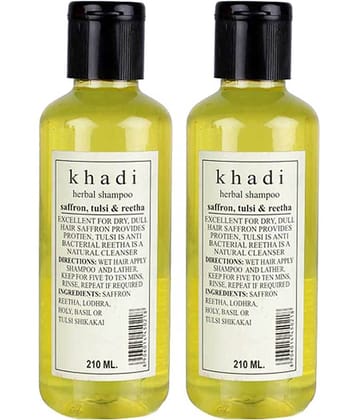 Khadi Herbal Saffron, Tulsi & Reetha Shampoo (Twin Pack) 210ml Each