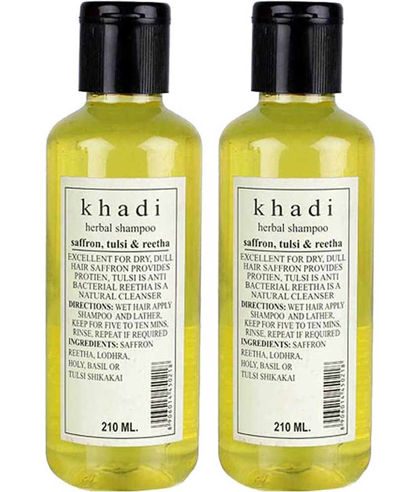 Khadi Herbal Saffron, Tulsi & Reetha Shampoo (Twin Pack) 210ml Each