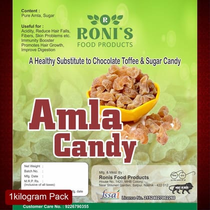 Roni's Amla Candy (1kg) | Sweet and Tangy Indian Gooseberry Treats | Immunity Booster | Rich in Vitamin C | Mega Pack