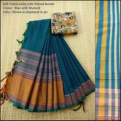 AWESOME LINEN COTTON PRINTED SAREE - 2030