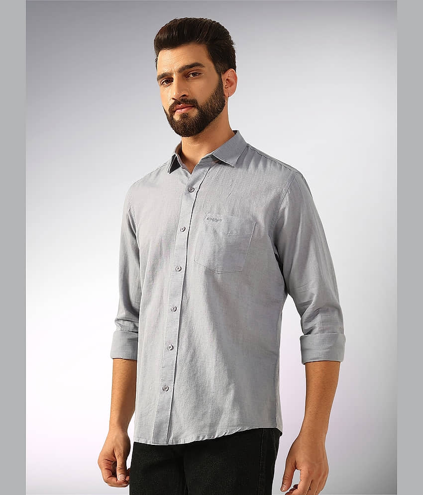 ENSPYR 100% Cotton Regular Fit Solids Full Sleeves Men's Casual Shirt - Grey ( Pack of 1 )