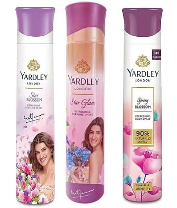 Yardley London - 2 STAR BLOSSOM , 1 STAR GLAM Deodorant Spray for Unisex 450 ml ( Pack of 3 )
