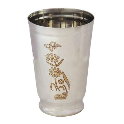Designer Laser Etched Steel Glass 300 ML Water Tumbler (SMAS044 A)