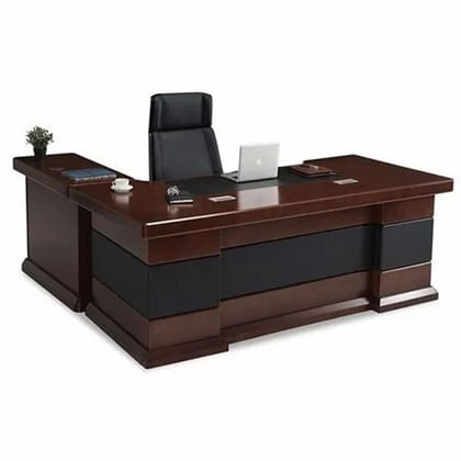 Plywood L Shaped Executive Office Table, With Storage
