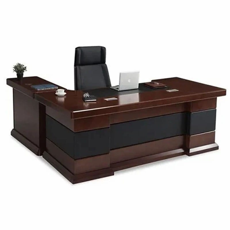 Plywood L Shaped Executive Office Table, With Storage