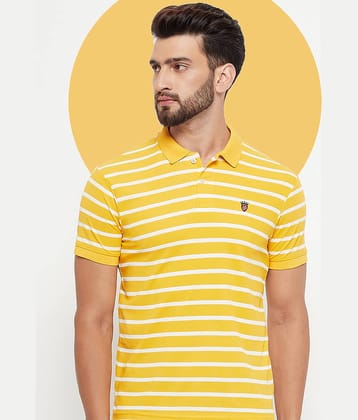 RELANE Pack of 1 Cotton Blend Regular Fit Striped Half Sleeves Men's Polo T Shirt ( Mustard )